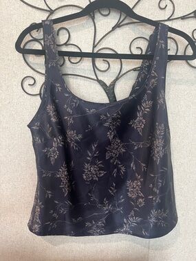 Victoria's Secret Purple and Shimmery Gray Floral Satiny Scoop Camisole
